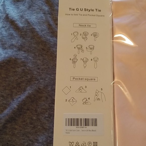 👔Men's Tie G U Style Neck tie & Pocket square set Blush pink - Picture 3 of 5